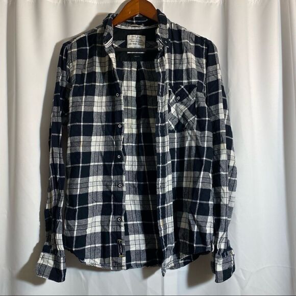 Navy Blue and White Flannel - Picture 1 of 2